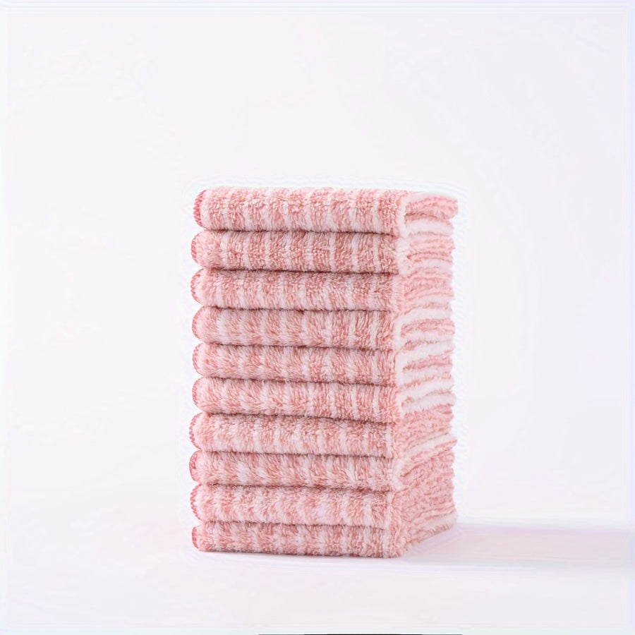 10pcs Color Washcloth Set Soft Absorbent Coral Fleece for Household Cleaning