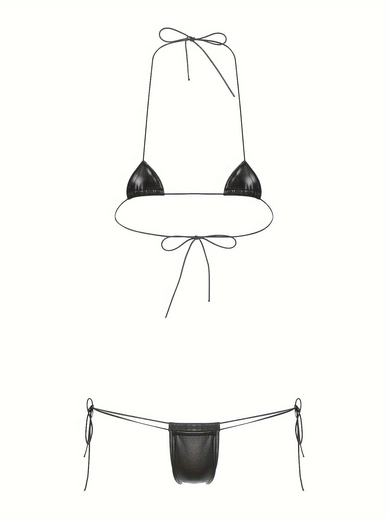 Jozibali halter bo'yinli ichki kiyim to'plami, brassi, ichki kiyim va orqasi ochiq dizaynni o'z ichiga oladi.