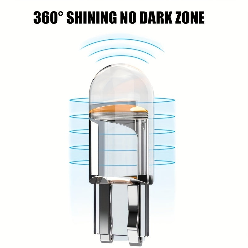 Набор белых и ледяных голубых стеклянных ламп T10 для внутреннего освещения, 360° освещения