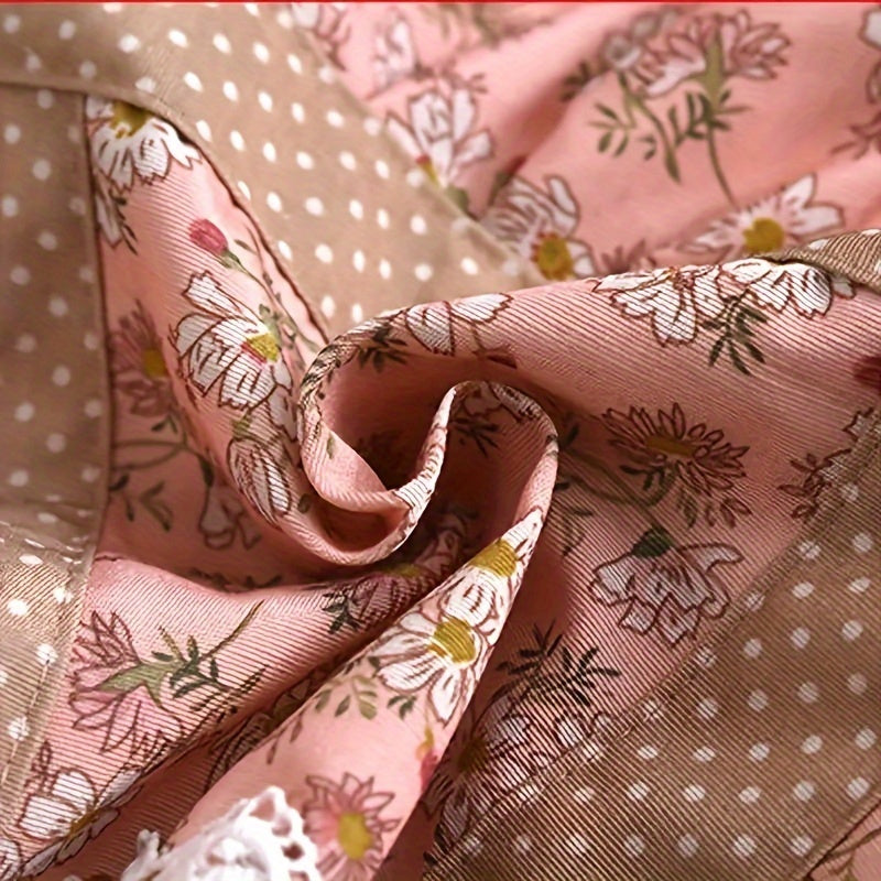 Floral Canvas Apron with Pocket Durable Woven Garden Kitchen BBQ Painting Apron