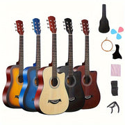 Kit de guitarra acústica para principiantes 96.52cm de tilo acabado mate con accesorios