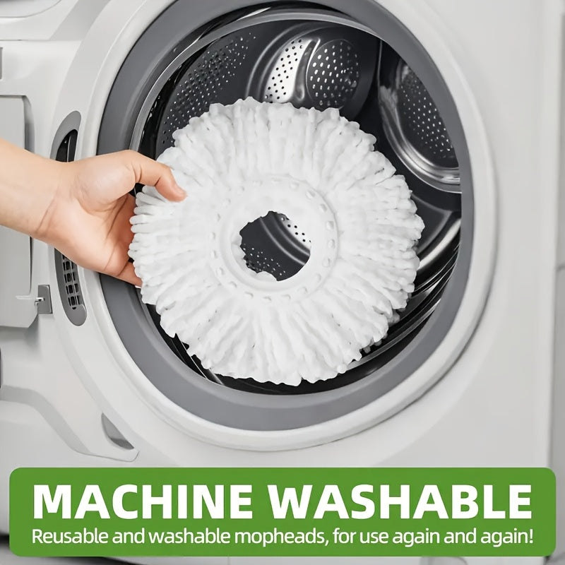 Microfiber Mop Heads for 360° Rotating Mop and Bucket Set, Durable Stainless Steel Handle, Wet and Dry Floor Cleaning Kit