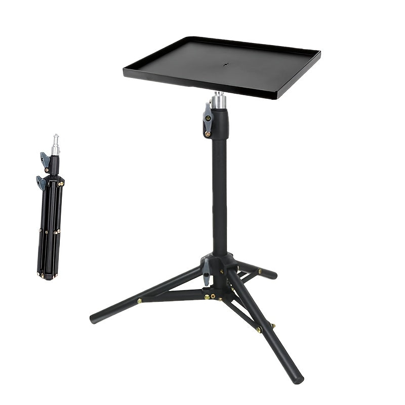 Soporte para proyector ajustable en altura con bandeja, trípode plegable para uso en exteriores e interiores, negro