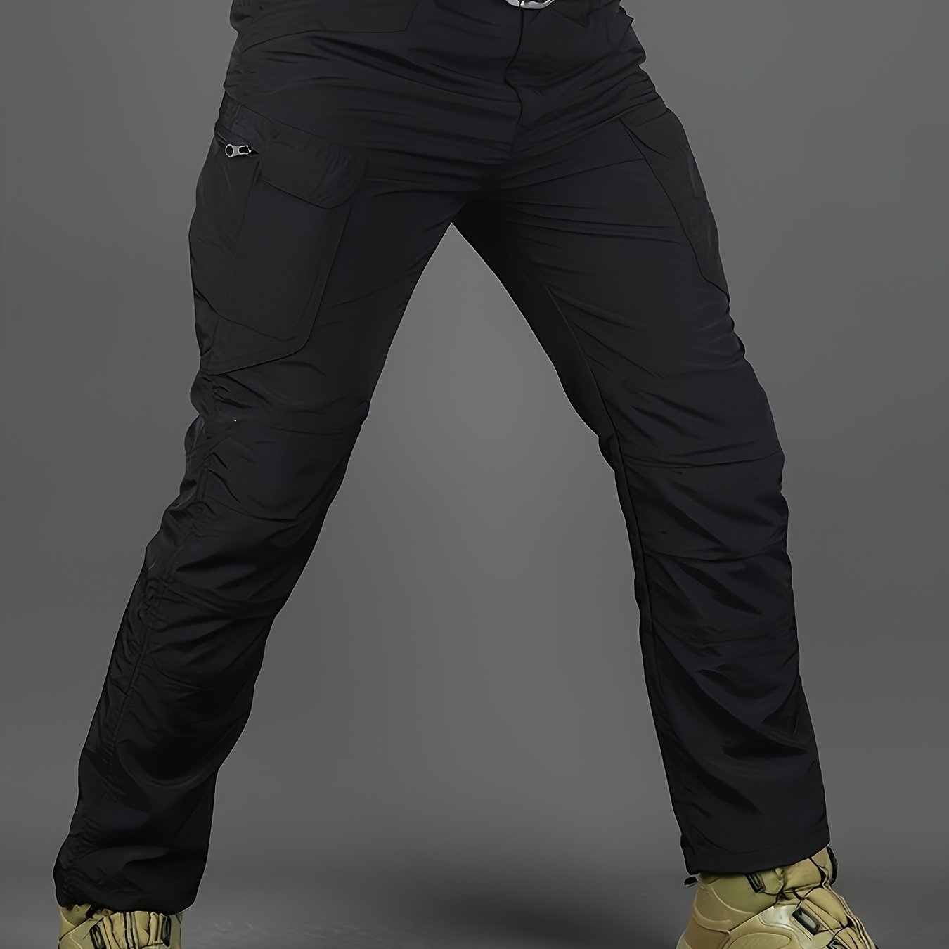 Pantalones tácticos para hombre de color gris oscuro, ligeros de poliéster, con múltiples bolsillos, para actividades al aire libre, senderismo y estilo militar