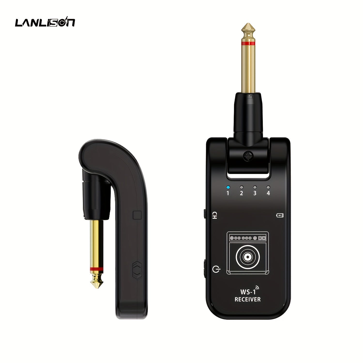 Sistema inalámbrico para guitarra de 2.4GHz con batería recargable para instrumentos eléctricos negro