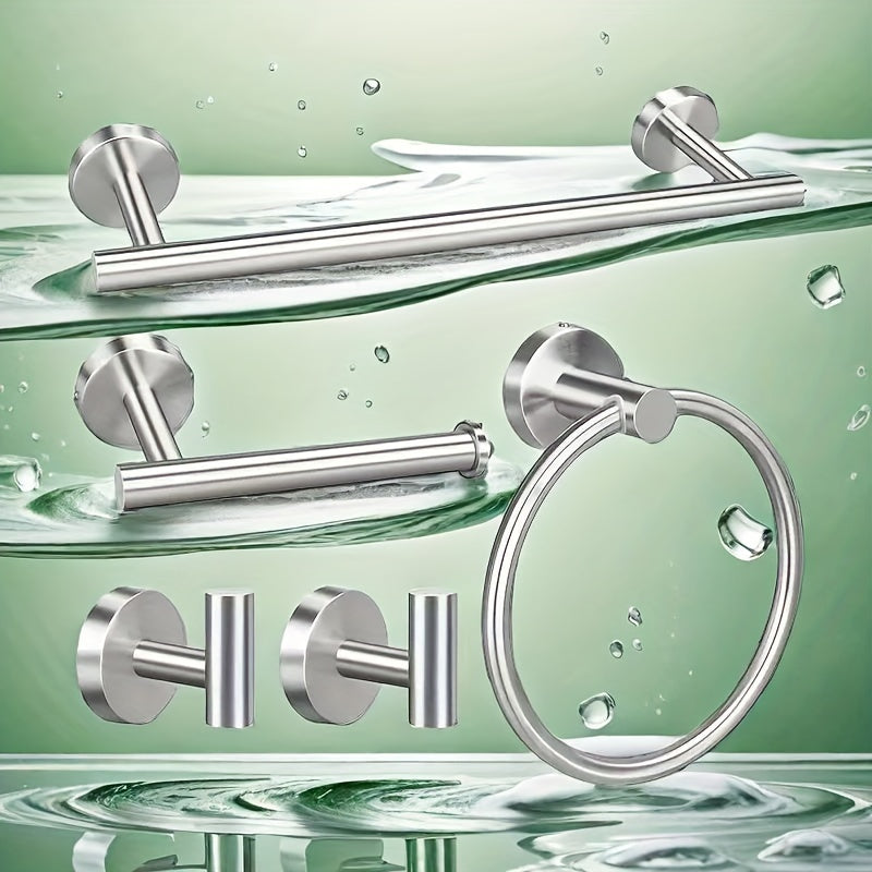 Набор аксессуаров для ванной 5 предметов, из нержавеющей стали, держатель для полотенец, держатель для туалетной бумаги, кольцо для полотенец
