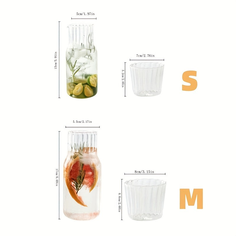 Glass Drinkware Set Includes Water Bottle Pitcher and Straws for Lemonade Tea Milk