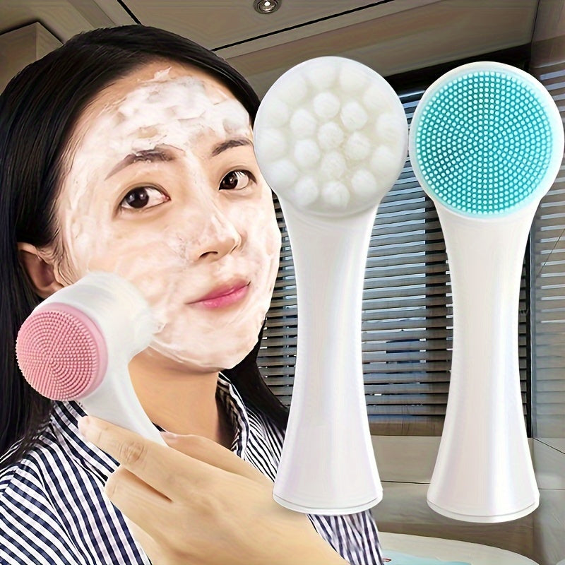 Unisex Silicone Face Cleanser Dual Soft Brushes Exfoliating Massager Fragrance-Free