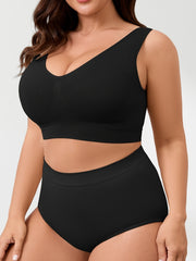 Women's Plus Size Black Sports Bras Pack Breathable Wireless Comfortable