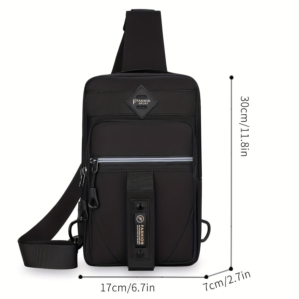 Men's Nylon Outdoor Chest Bag Crossbody Sling Bag for Sports and Casual Use