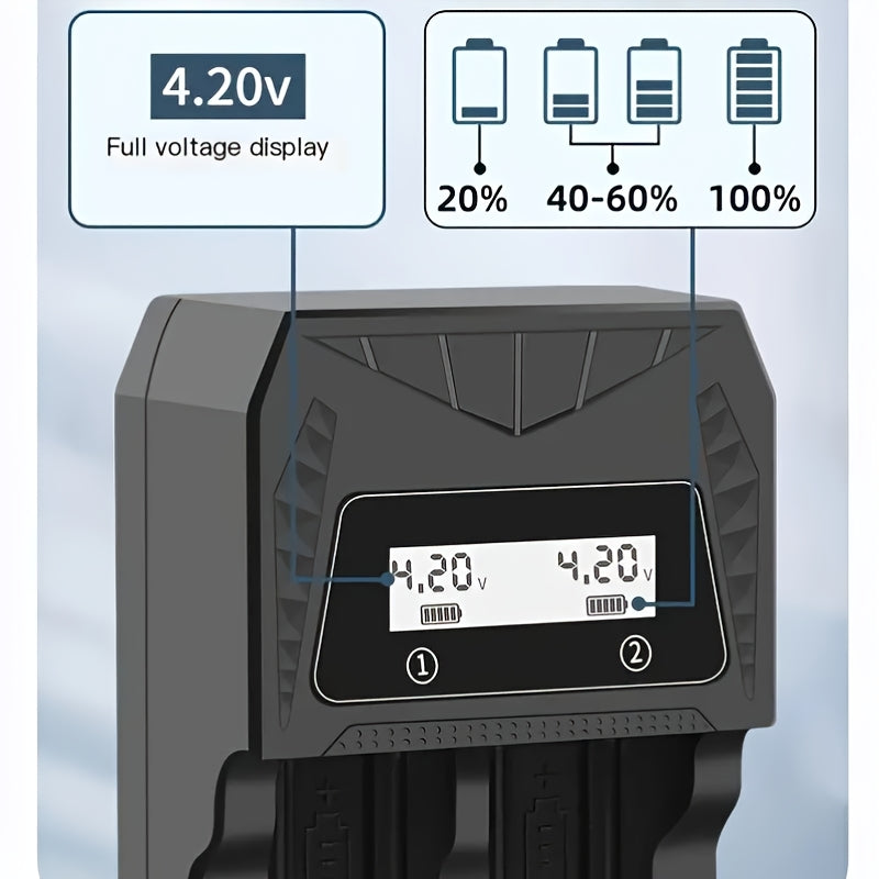 Universal USB Lithium Battery Charger for 26650 21700 18650 14500 Batteries with Voltage Display