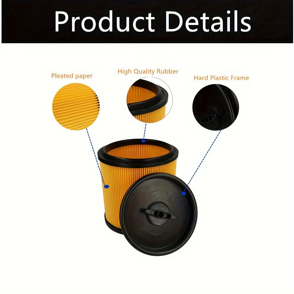 Replacement Vacuum Filter Cartridge with Lid for Wet-Dry Vacuum Cleaners 1 Pack