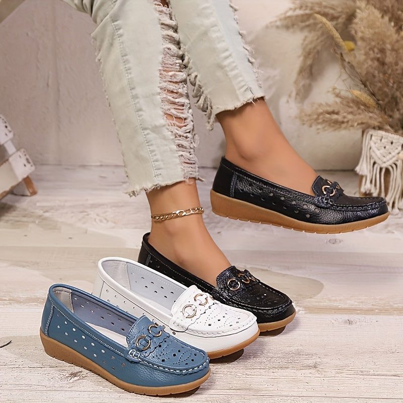 Women's Slip-On Loafers Faux Leather Non-Slip TPR Sole Black Comfortable