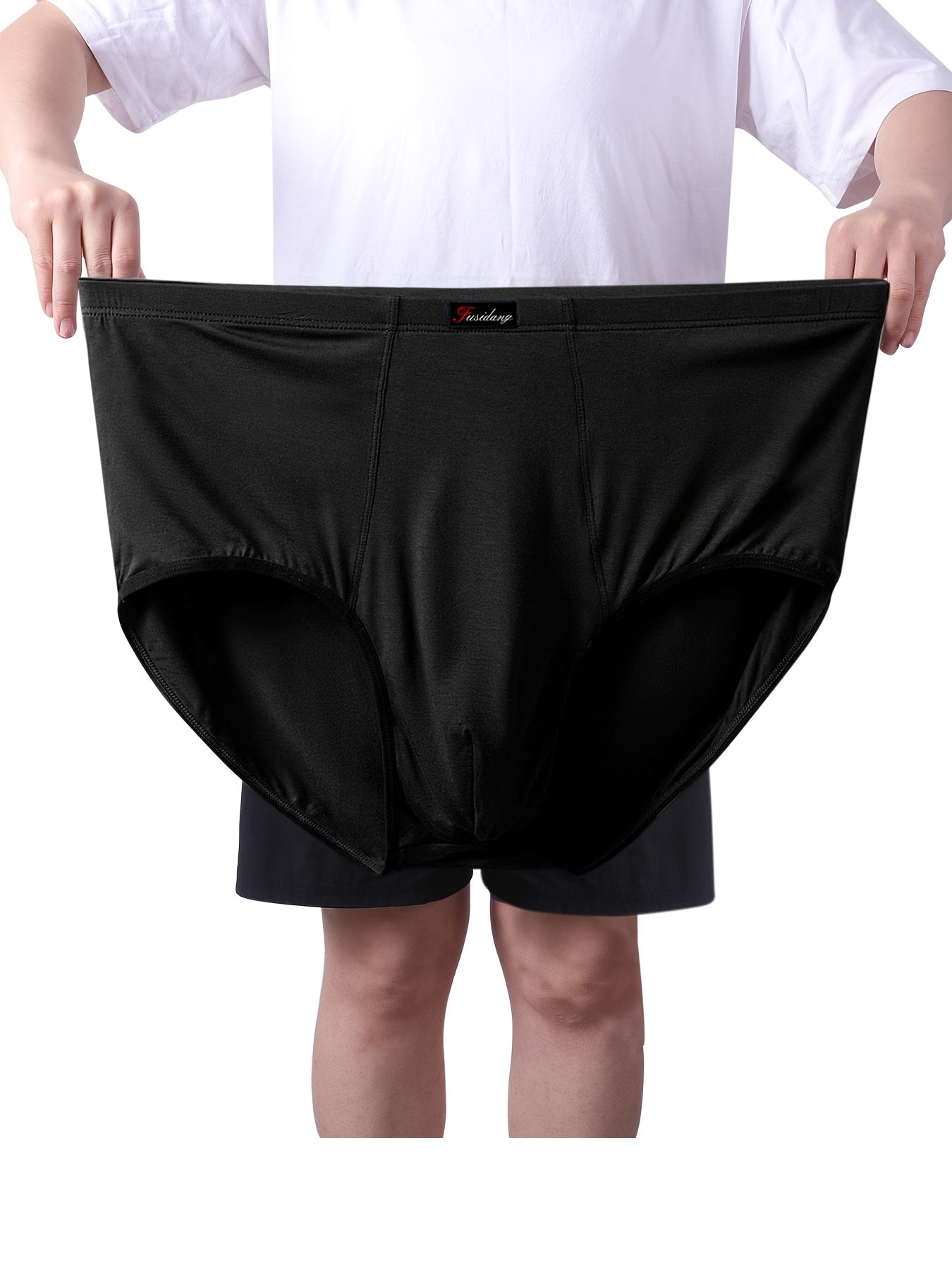 Men's High-Waist Modal Underwear Plus Size Stretchy Briefs for Big and Tall Navy Black Light Blue Dark Gray