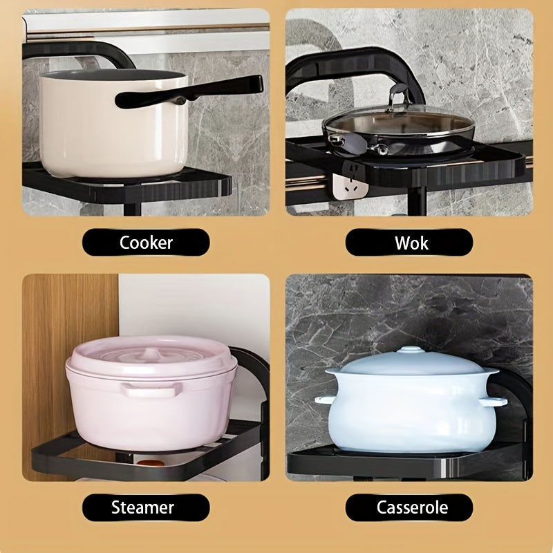 Stainless Steel Pot Rack Adjustable Height 3-Tier or 4-Tier Kitchen Storage Organizer
