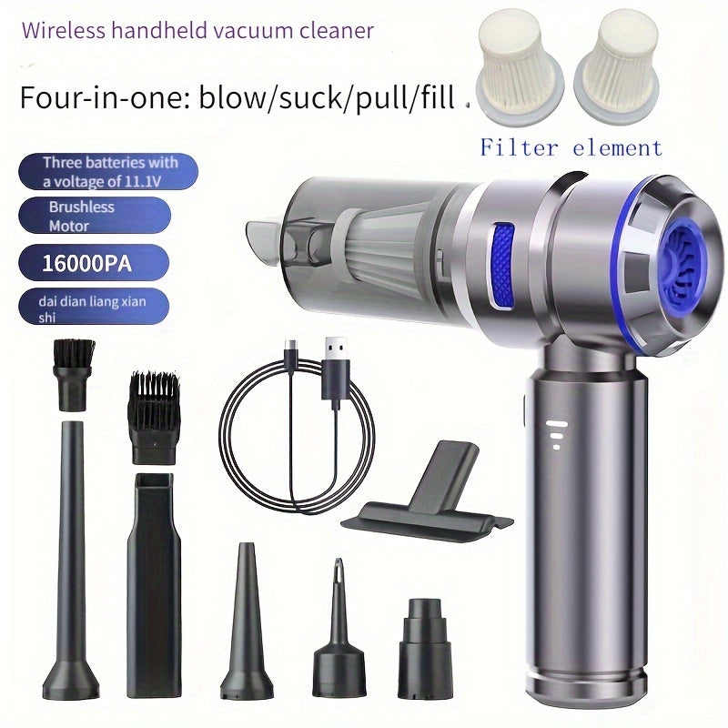 Aspiradora inalámbrica de mano para coche con alta potencia de succión y display de cubo de polvo