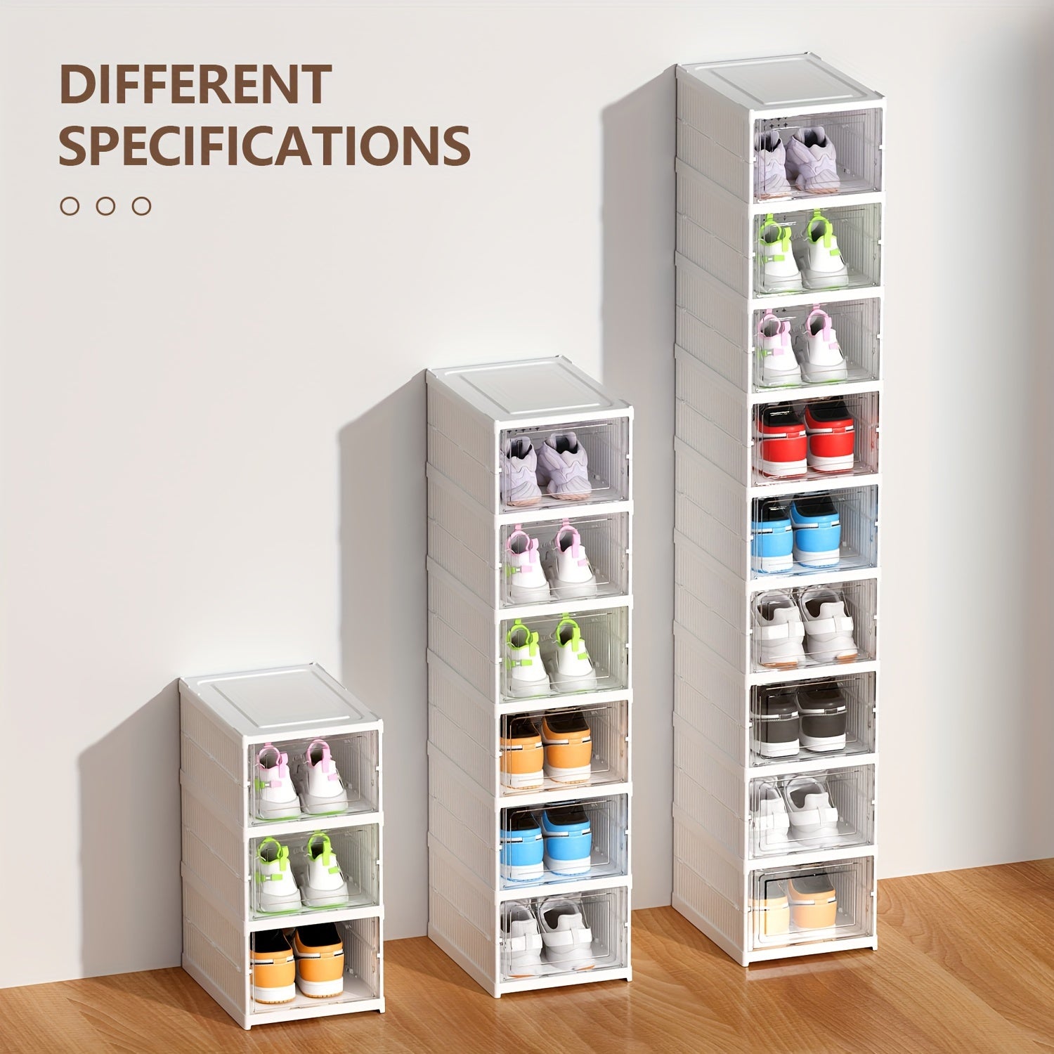 Caja de almacenamiento para zapatos plegable, 3 niveles, transparente, organizador de armario a prueba de polvo