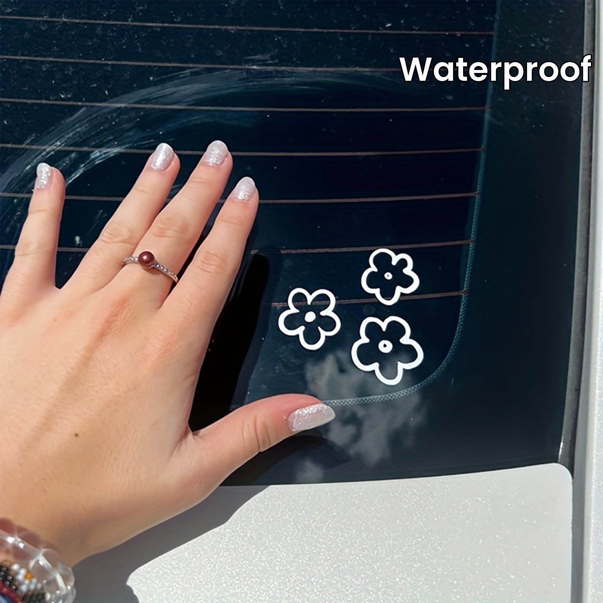 3-Piece Vinyl Floral Car Mirror Decal Set Waterproof Bumper Decorations