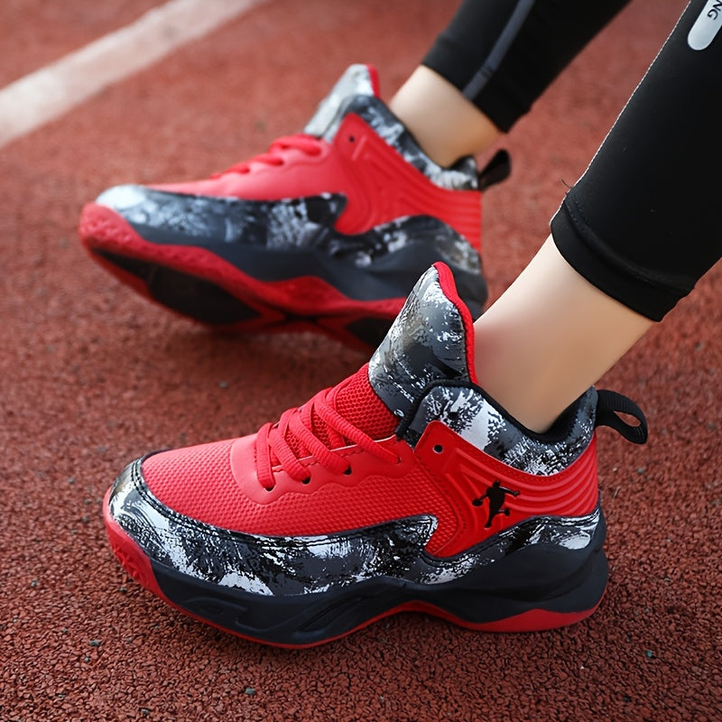 Yigitlar Mid-Top Basketbol Poyafzali Bir Rangli Bo'laklar Barcha Mavsum Krossovkalar