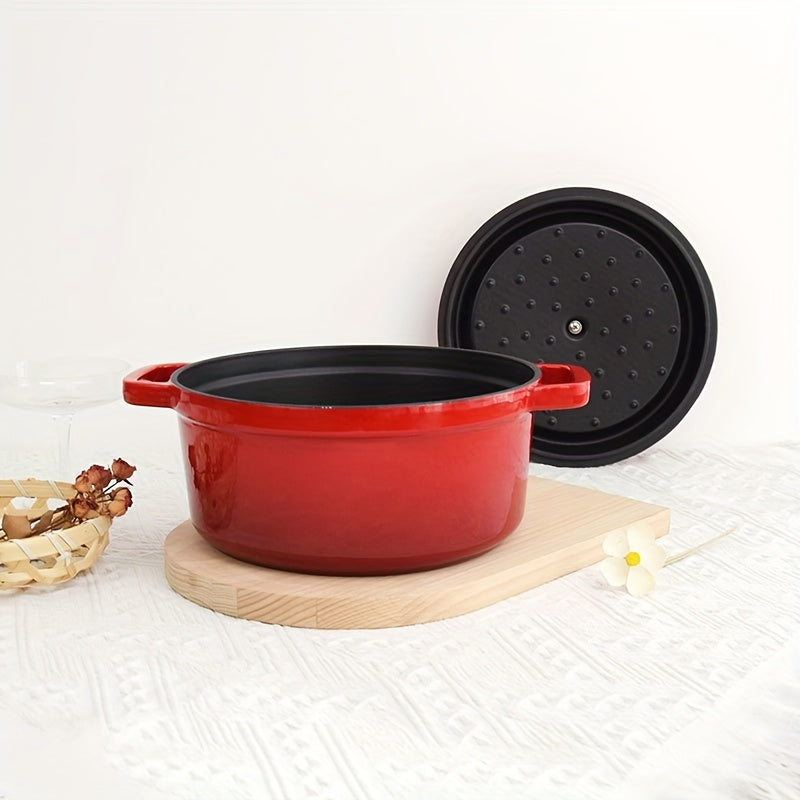 Enamel Coated Cast Iron Pot with Lid, Non-Stick, Oven and Induction Compatible, 60.8oz-115oz