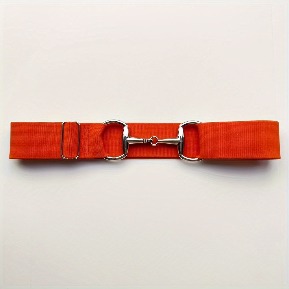 Women's Elastic Waist Belt with Metal Buckle Adjustable Stretchable Accessory