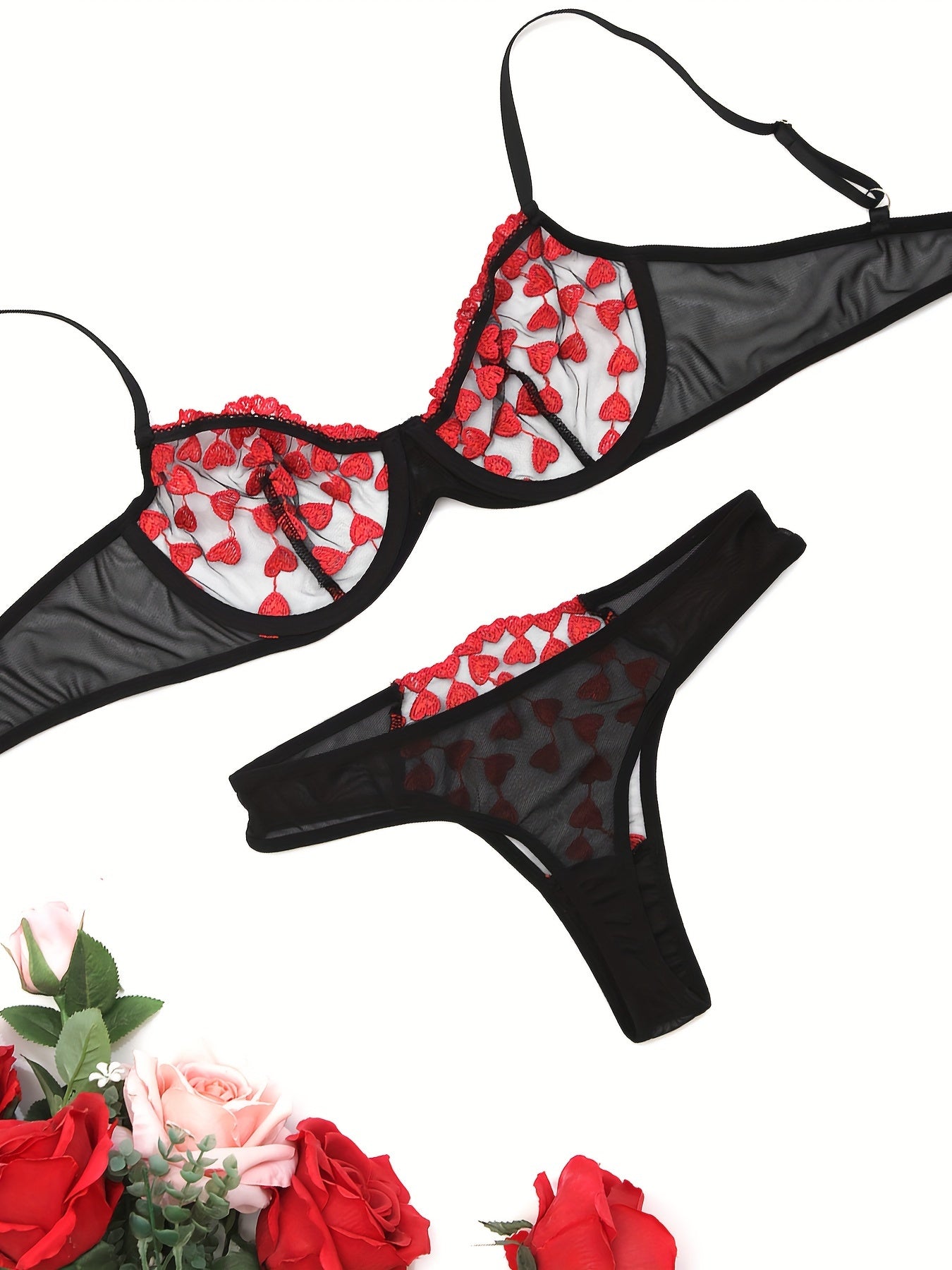 Women’s Embroidered Two-Piece Lingerie Set Sexy Underwear for Women
