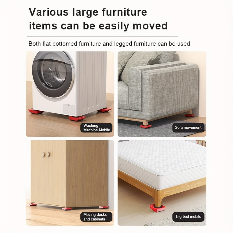 5-ta bo'lak mebel ko'tarish to'plami, 150kg yuklash quvvati va 360-daraja burilish g'ildiraklari bilan