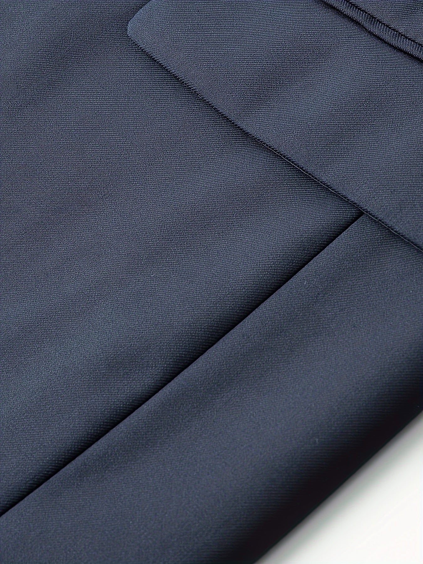 Blazer de hombre de tamaño grande azul marino, chaqueta de traje casual profesional de poliéster tejido