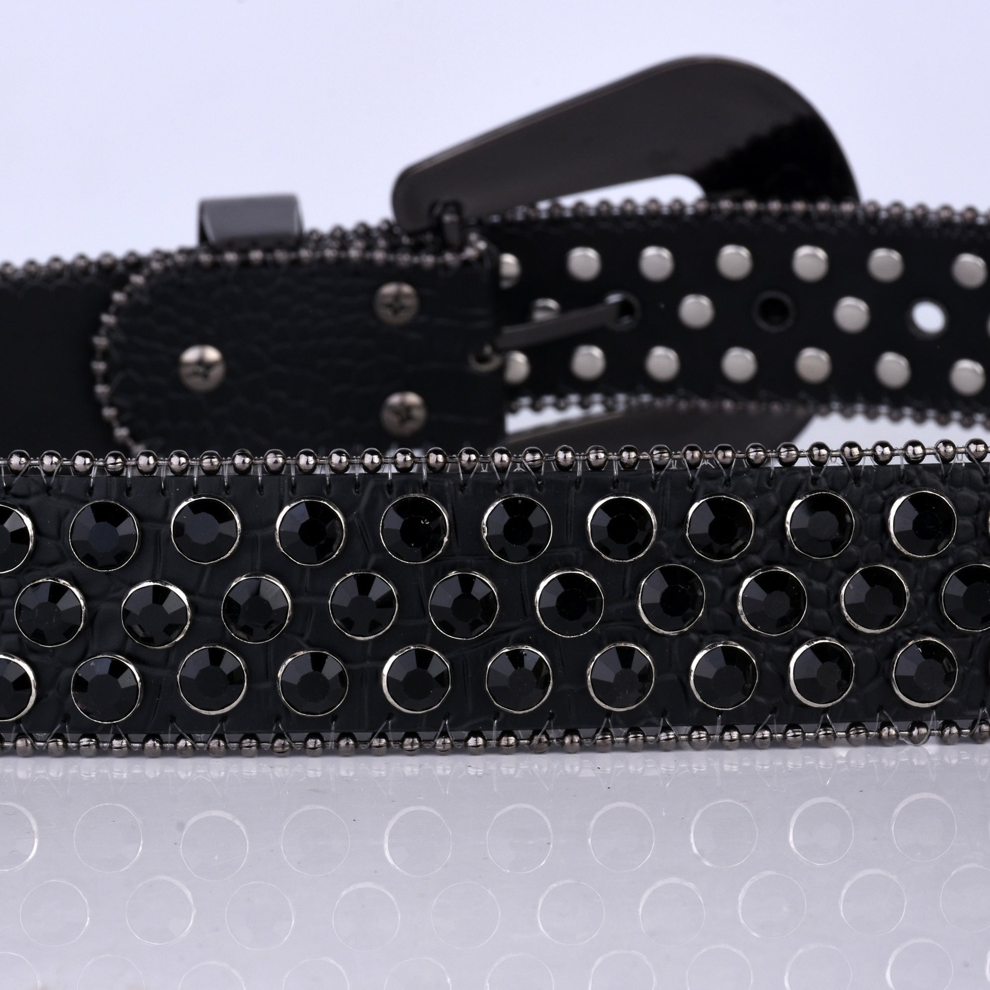 Women's Sparkling PU Leather Belt with Rhinestone Studs for Wedding and Valentine's Day