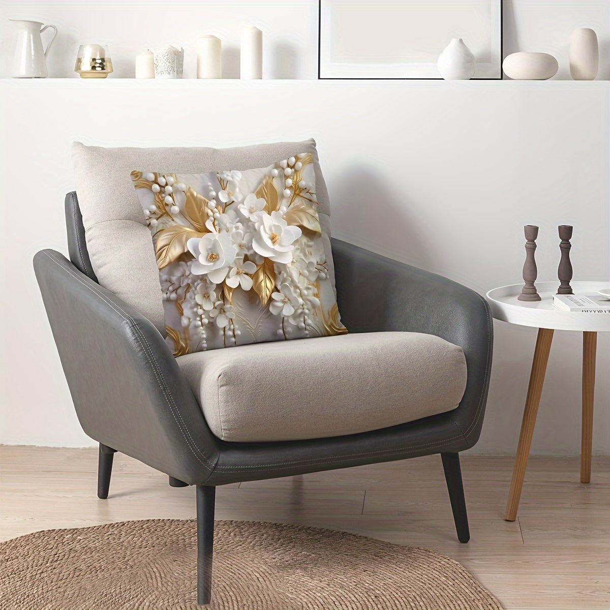 3D Floral Print Cushion Cover 18x18 Inches Home Decor