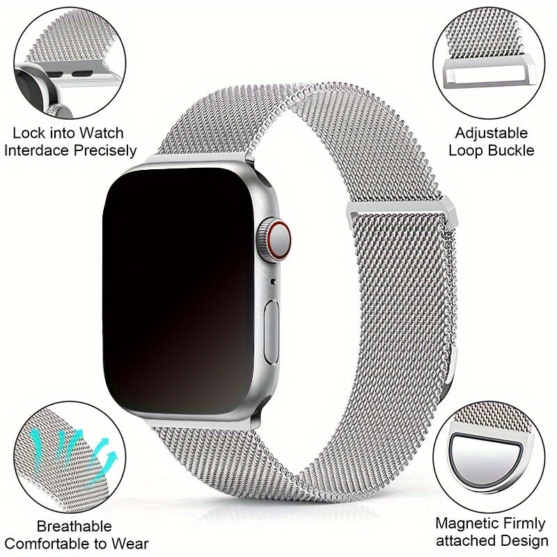 Stainless Steel Milanese Loop Watch Band for Apple Watch Series 7 6 8 SE 3 Men Women