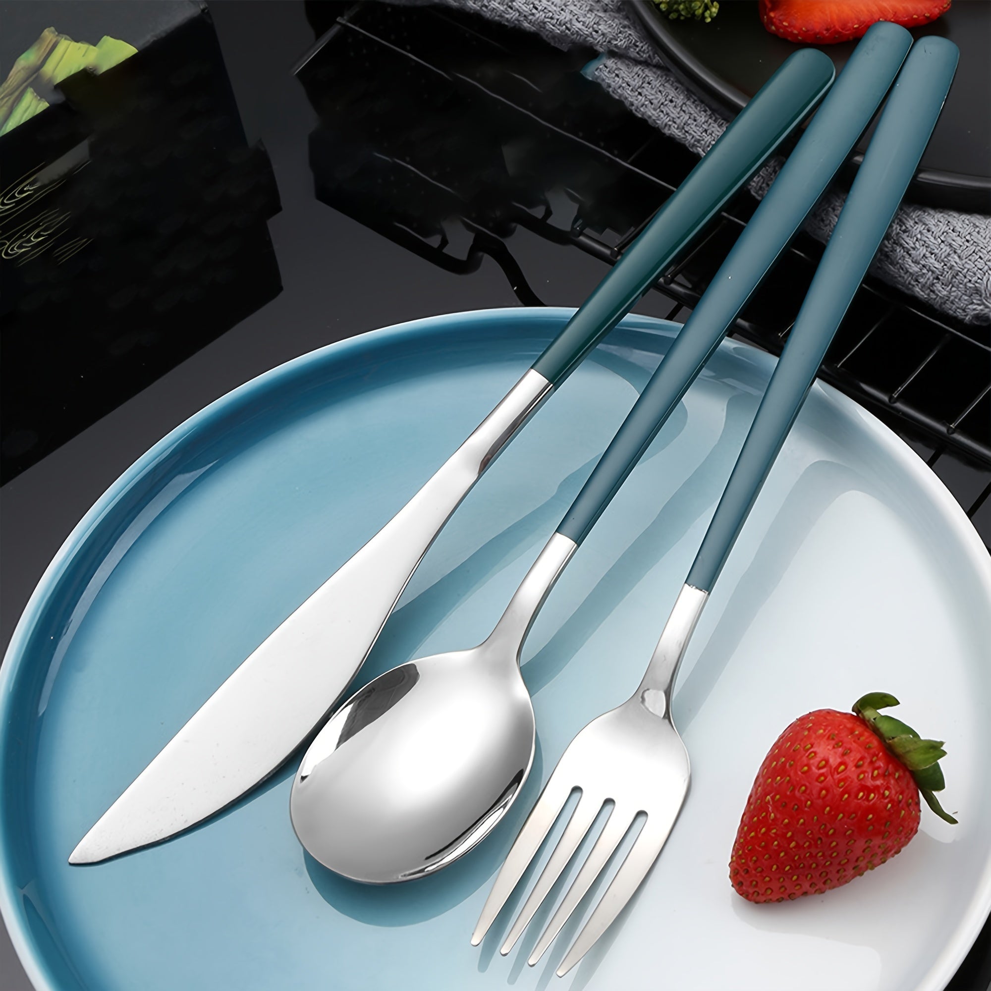 Stainless Steel Cutlery Set with Knife Fork Spoon and Chopsticks for Picnics Camping