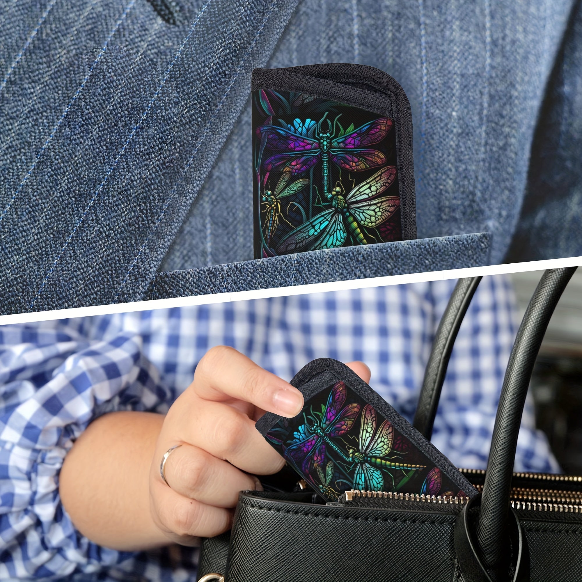 Yog'ochli shisha drakonfly neopren ko'zoynaklar qutisi, chidamli, yumshoq ko'zoynak qopqog'i