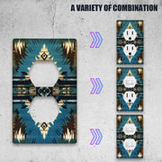 Native American Style Switch Plate Cover with Turquoise and Geometric Patterns