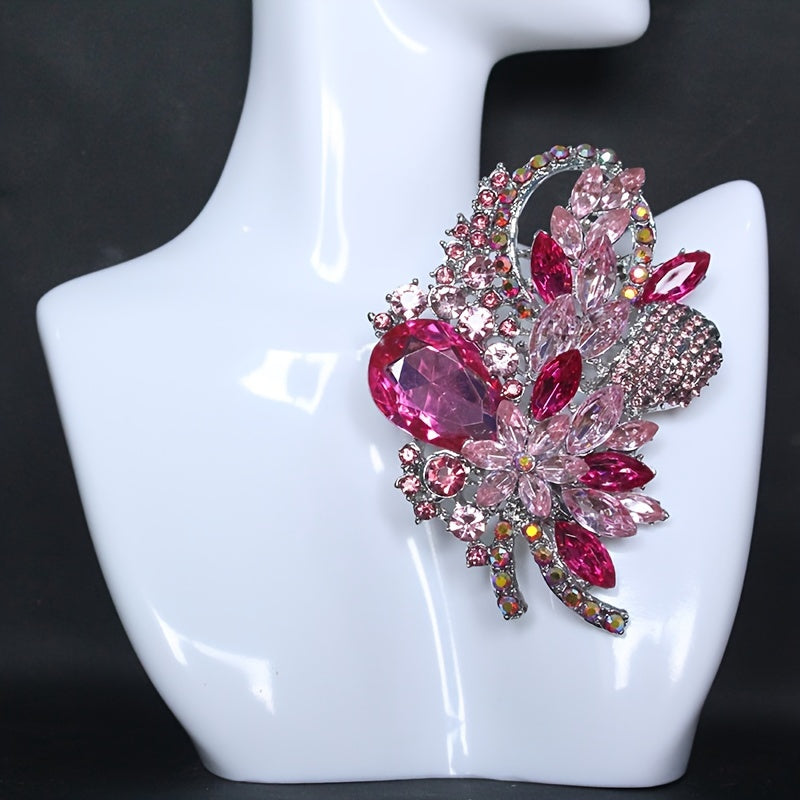 High-End Rhinestone Flower Lapel Pin for Women's Clothing Accessories