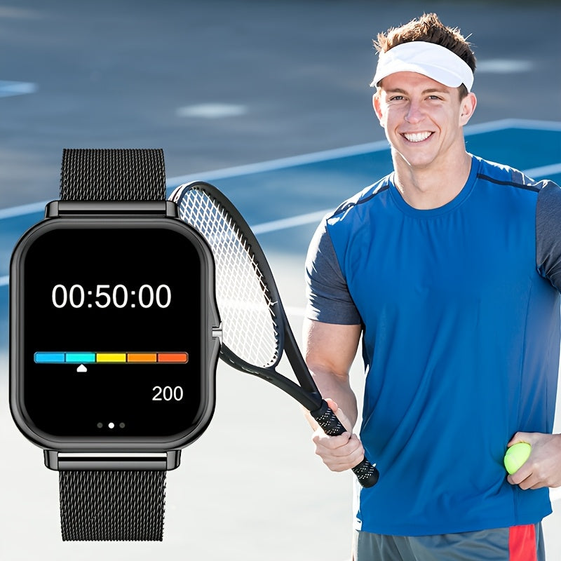 Smart Watch for Men and Women Stainless Steel Mesh Band Compatible with Android and iPhone