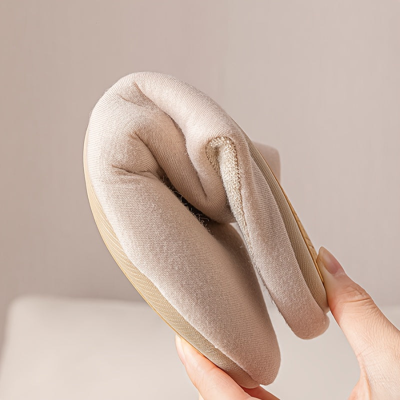 Women Slip-On Slippers Soft Plush Fabric Indoor Outdoor Comfort Minimalist Durable