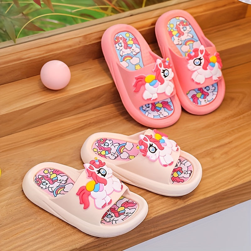 Kids' All-Season Cartoon Slippers for Boys and Girls Non-Slip Breathable PVC