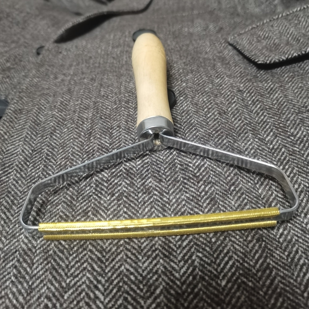 Removedor de pelusas para cabello y ropa con mango de madera, herramienta de doble cara de acero inoxidable