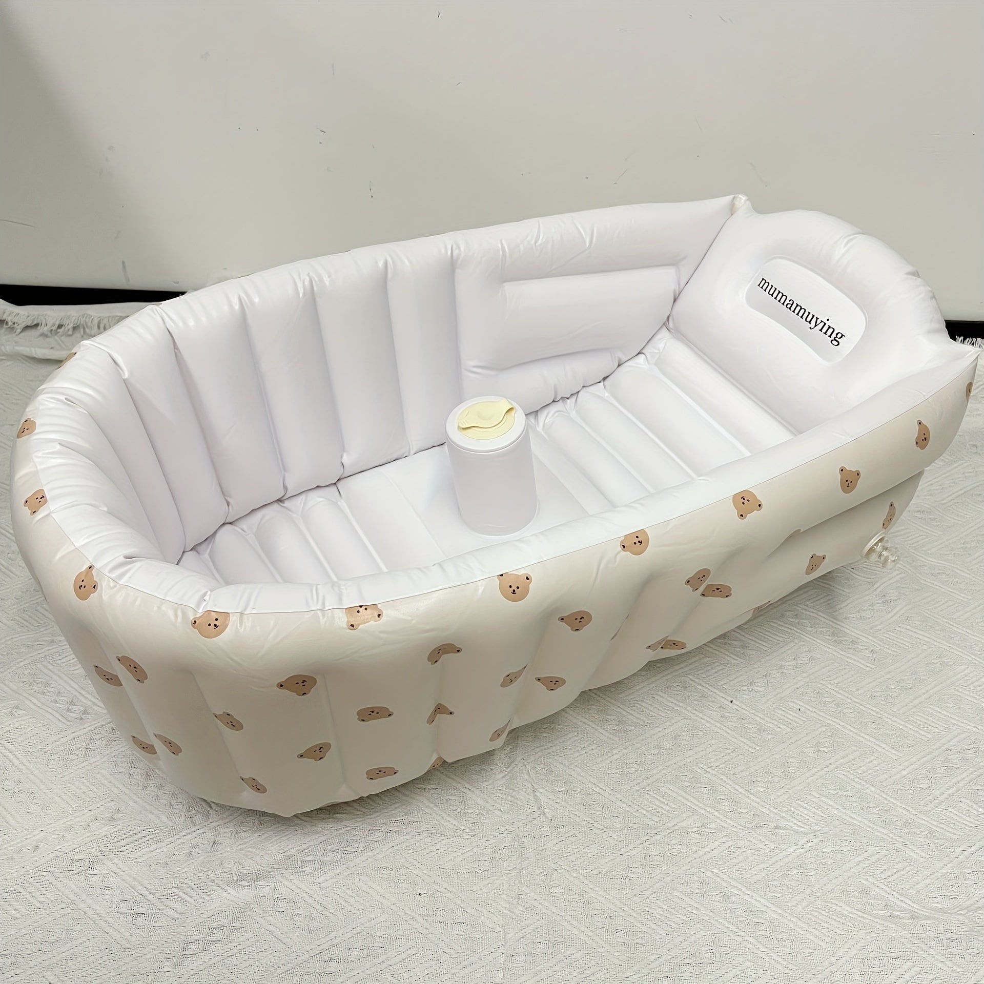 Inflatable Baby Bathtub with Cartoon Print Soft Portable Tub