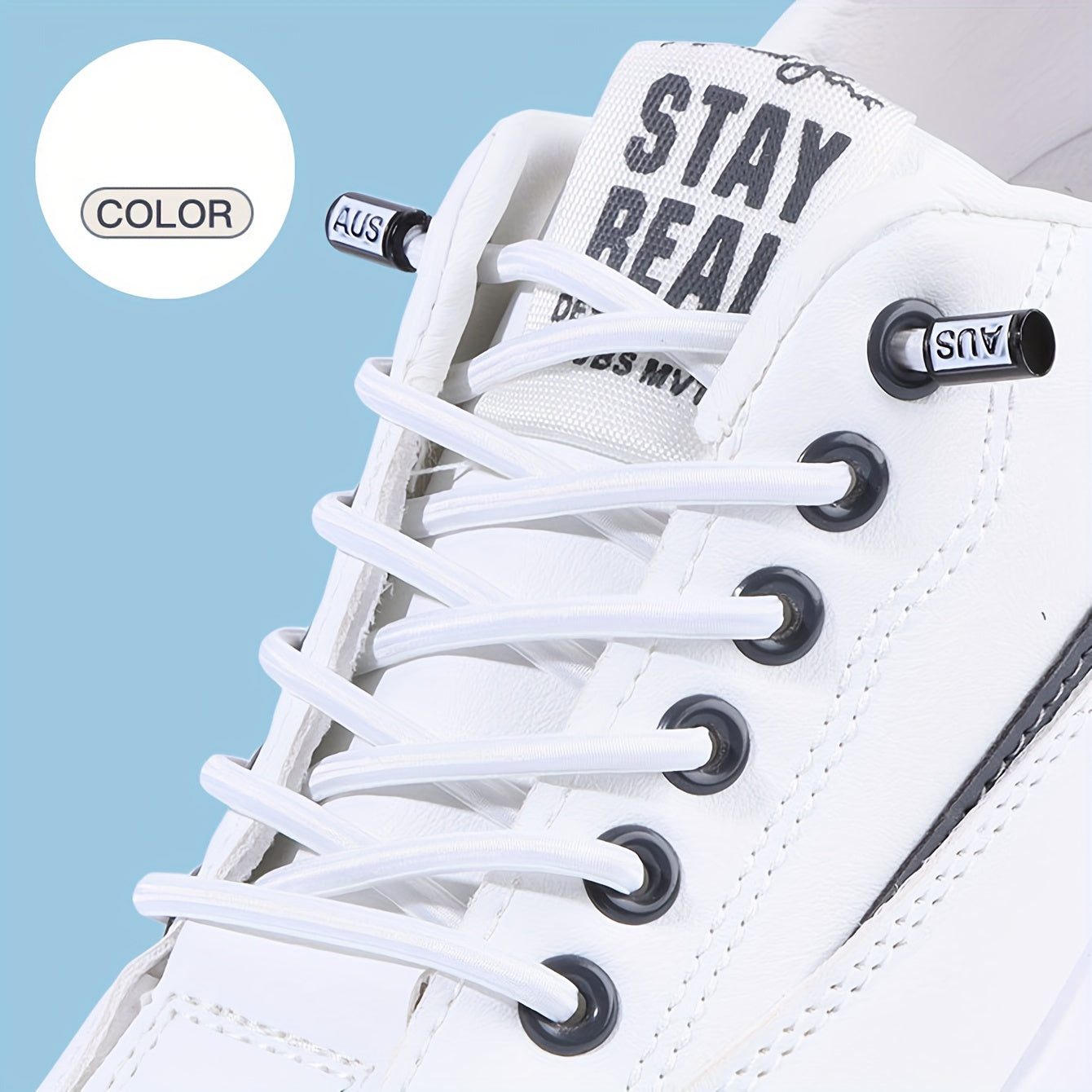 Unisex Elastic No-Tie Shoelaces with Safety Buckle Multicolor Durable Knit