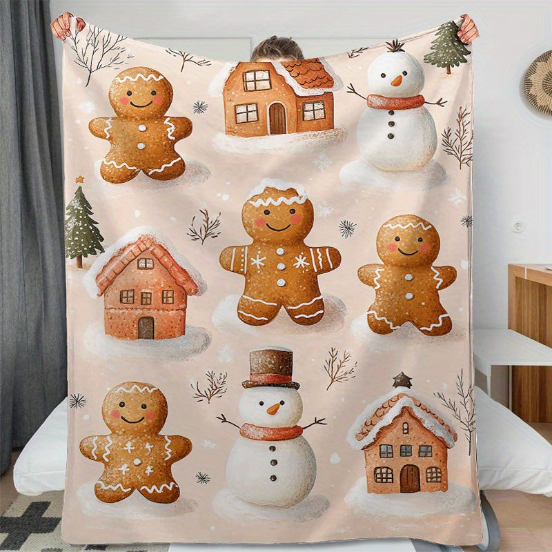 Contemporary Digital Print Flannel Fleece Blanket for All Seasons Soft Polyester Hypoallergenic