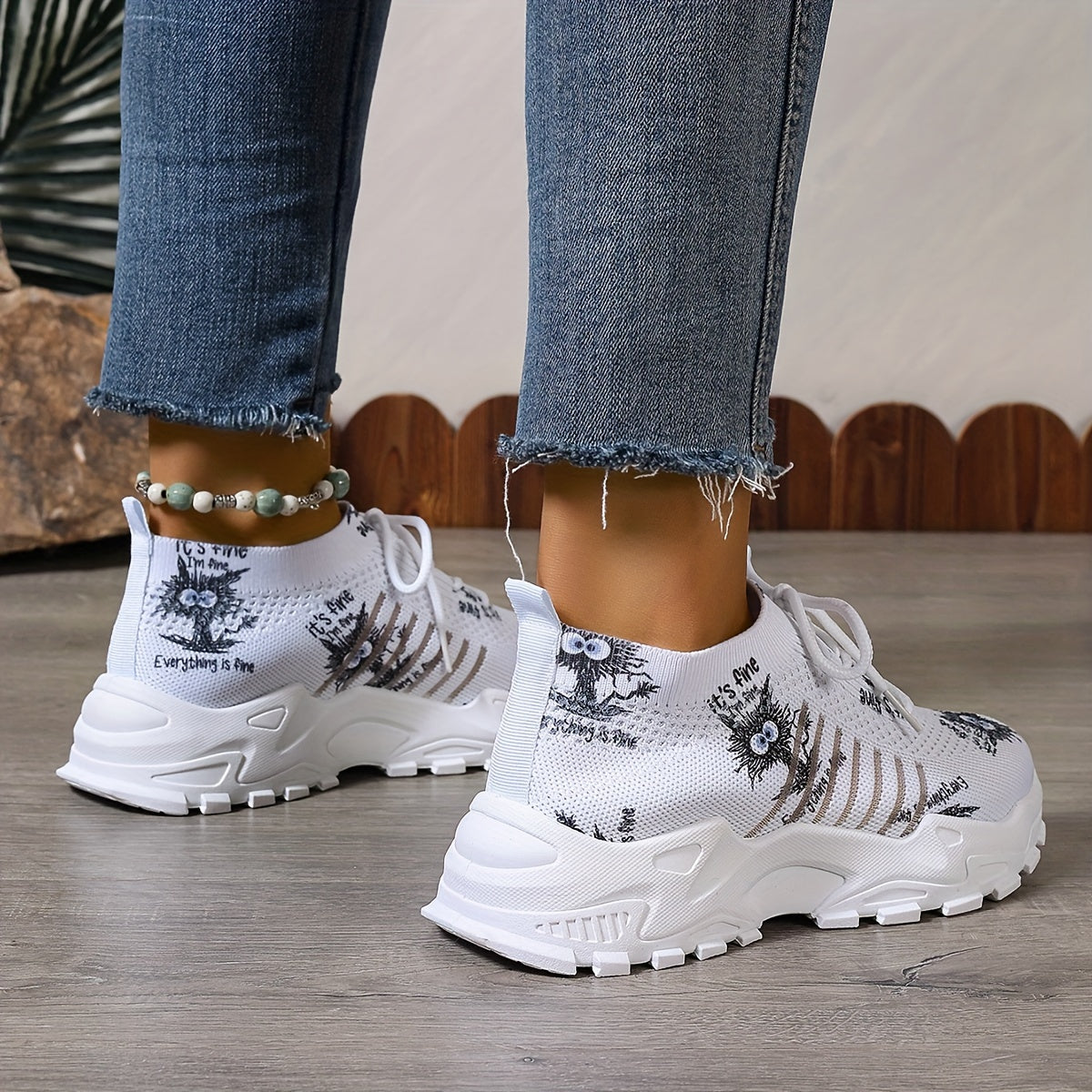 Women's Breathable Mesh Platform Sneakers Casual Running Shoes Plus Size