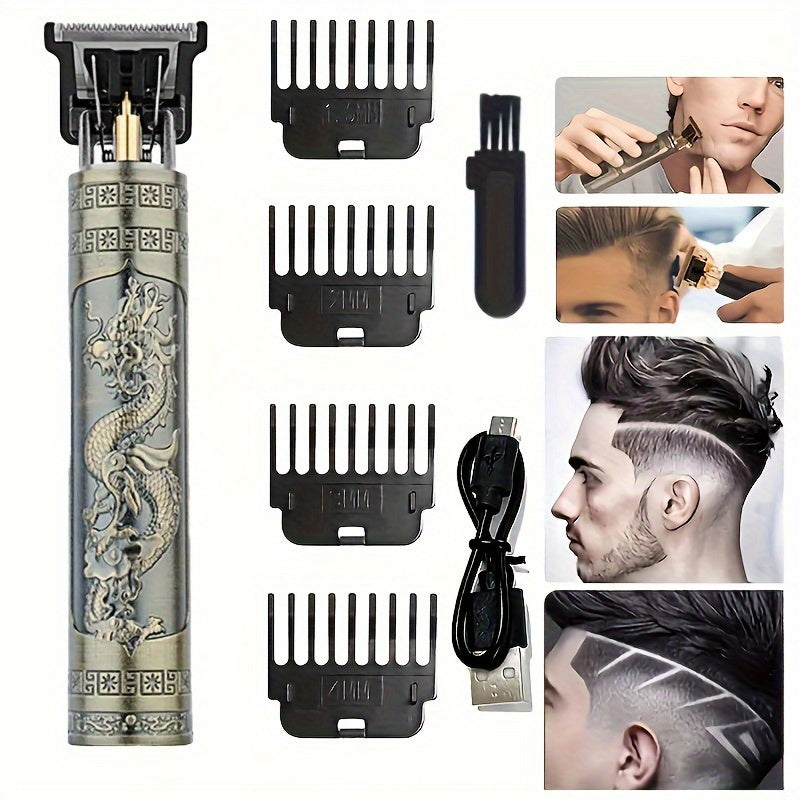 Cordless T-Shaped Electric Hair Clipper for Men with USB Rechargeable Lithium Battery