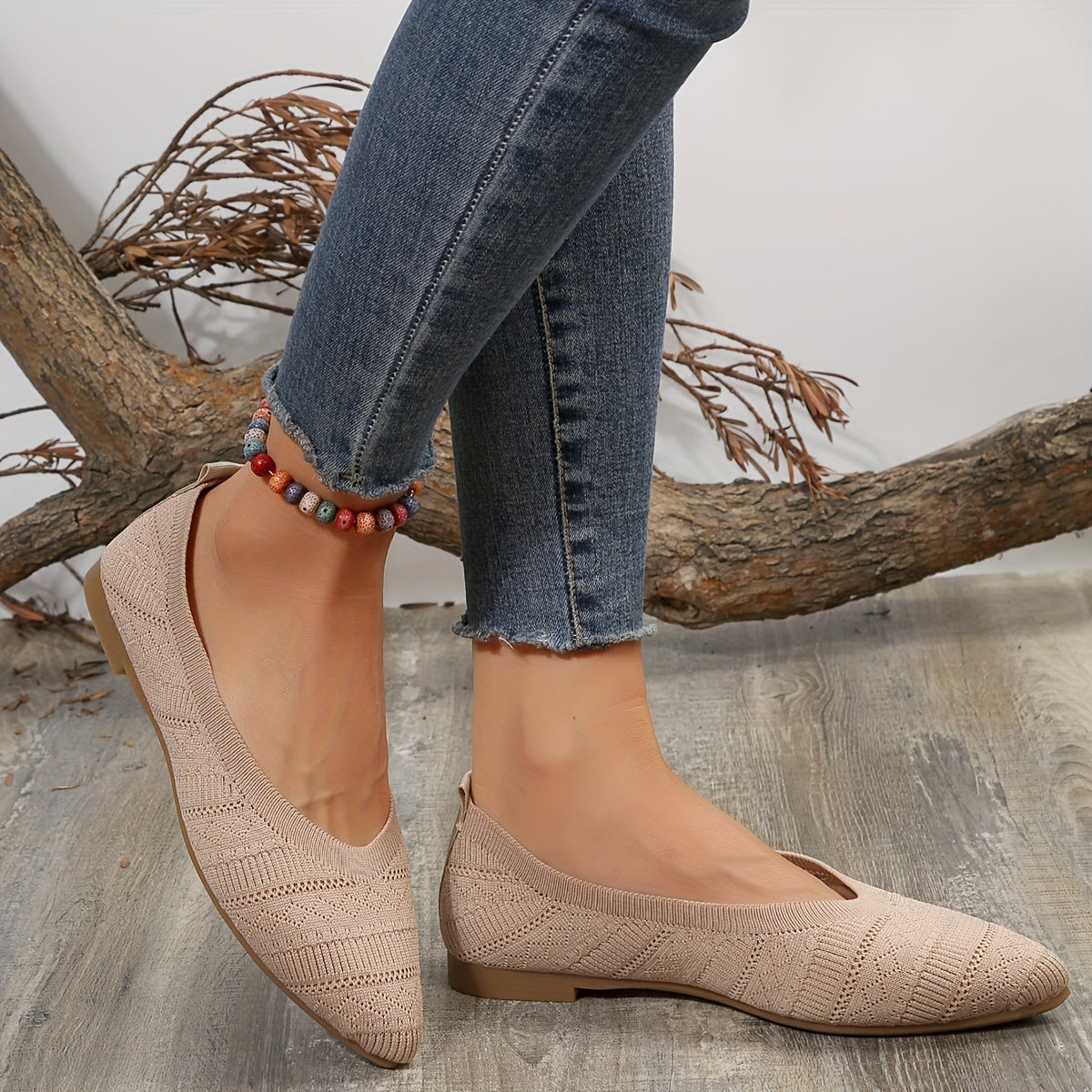 Women's Breathable Knit Slip-On Flats with Soft Fabric Upper