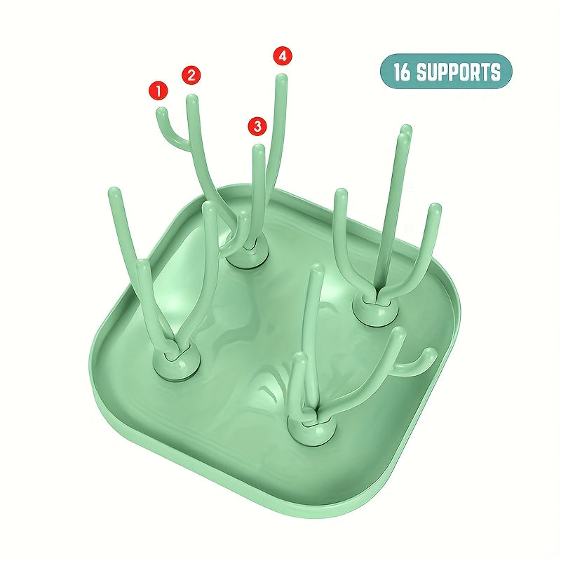 Green Portable Drying Rack with Removable Stand and Bottle Holder