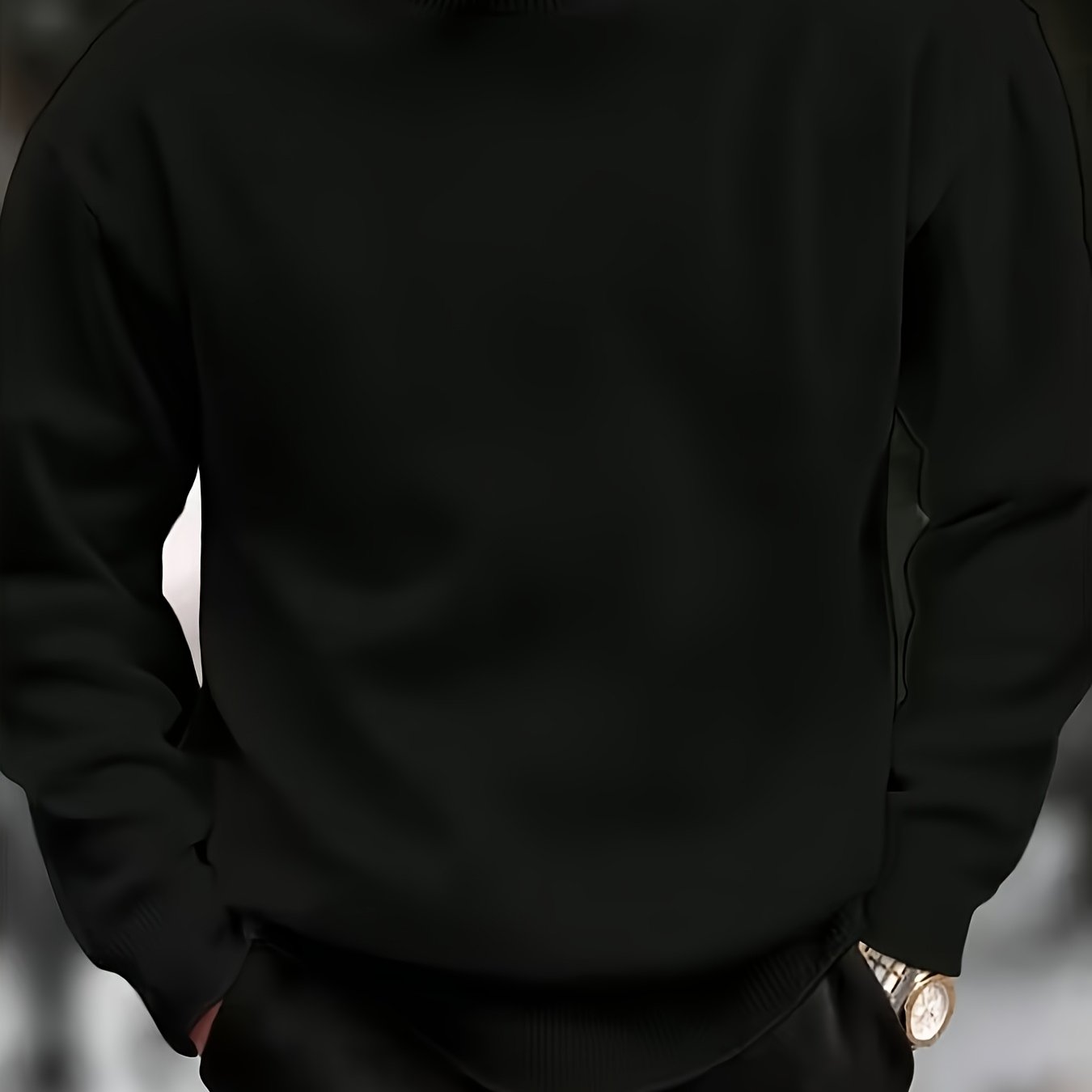 Suéter de cuello redondo con patrón geométrico para hombre, manga larga, ajuste regular, tejido de punto, para todas las estaciones