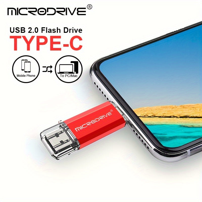 32GB, 64GB va 128GB o'lchamlarida mavjud bo'lgan yuqori tezlikdagi USB Type-C Microdrive.