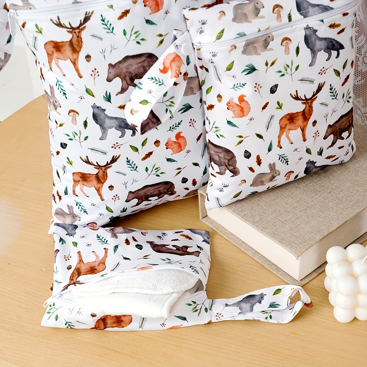 Set of 3 Waterproof Cloth Diaper Bags Reusable Washable Storage Pouches