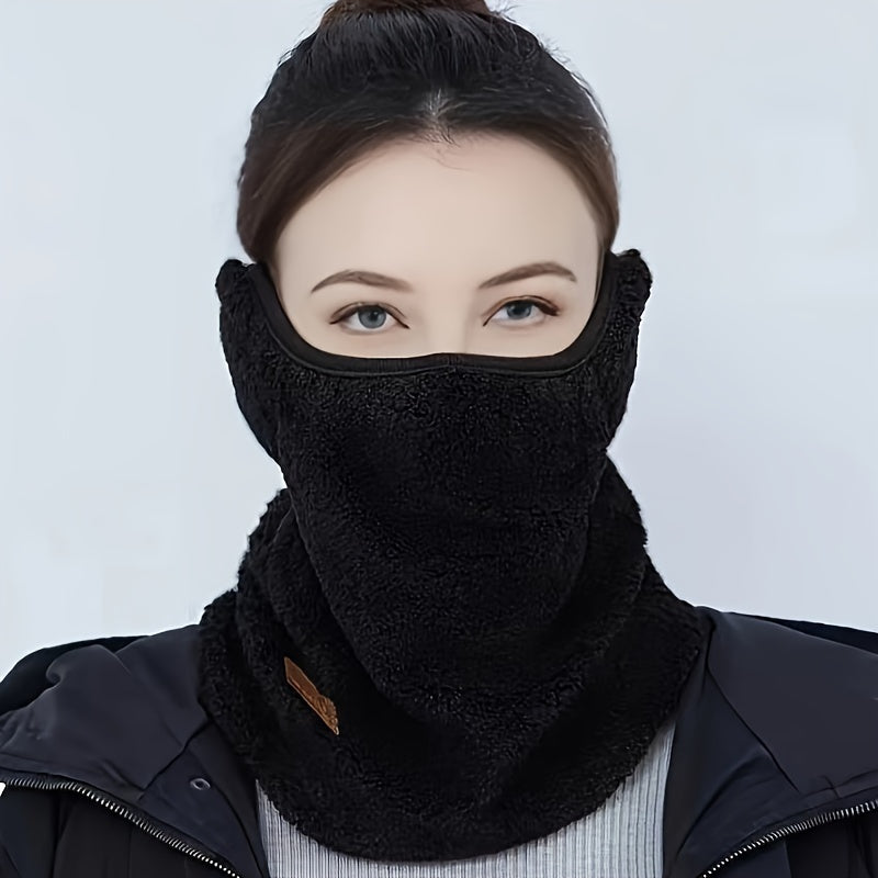 Women's Fleece Neck Gaiter Windproof Scarf Earflap Winter Warm Outdoor Cycling